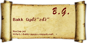 Bakk Győző névjegykártya